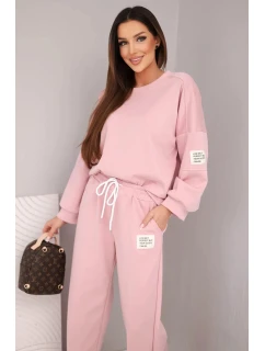 Dámský komplet máslová mikina + kalhoty tmavě pudrově růžová