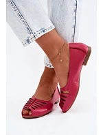 Otevřené baleríny z přírodní kůže Maciejka P7541-15 Fuksie