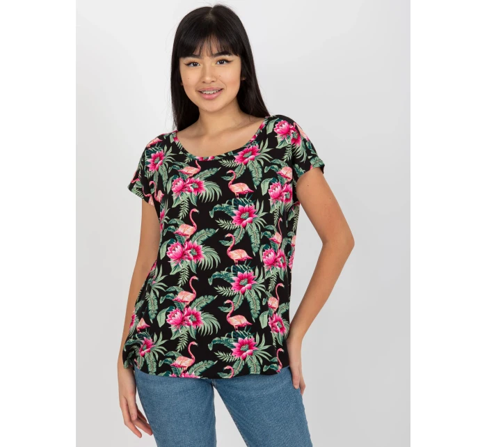 Dámská halenka D73771R10978P černá a zelená - FPrice