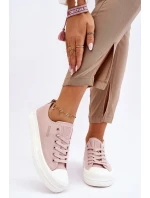 Nízké šněrovací tenisky Big Star LL274970 Nude Nízké šněrovací tenisky Big Star LL274970 Nude