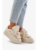 Sneakersy Damskie Na Platformie Beżowe Dolistana Sneakersy Damskie Na Platformie Beżowe Dolistana