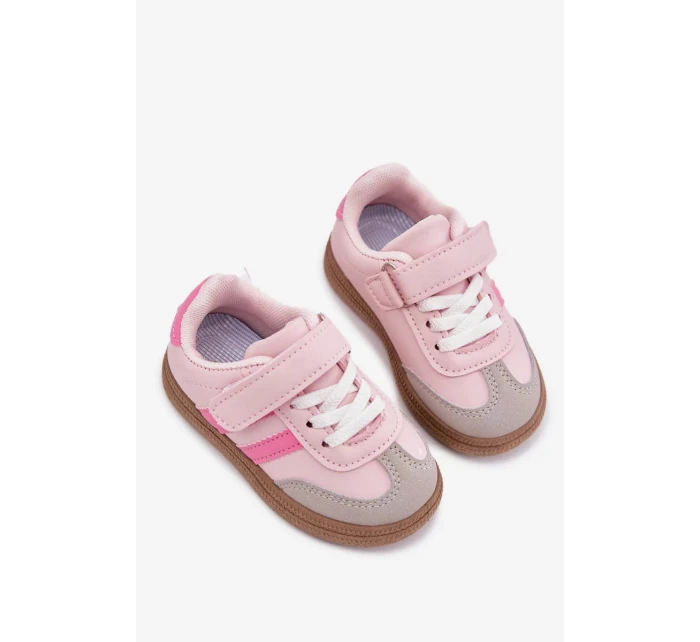 Dětské sportovní sneakers na suchý zip Adelina – růžové