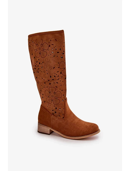 Dámské ažurové kozačky / Camel hnědá model 21083099 - SEASTAR Dámské ažurové kozačky / Camel hnědá model 21083099 - SEASTAR