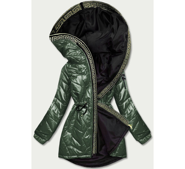 Zelená dámská bunda s ozdobným prošíváním (BR8101-10)