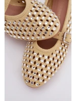 Dámské baleríny s krajkovým vzorem a kamínky Žluté Wilvessa Dámské baleríny s krajkovým vzorem a kamínky Žluté Wilvessa