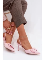 Dámské sandály na podpatku s mašlí Růžové Hestia