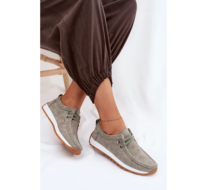 Dámské polobotky z přírodního semiše Zelená model 22091770 - EVENTO