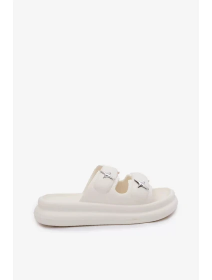 Dámské pěnové pantofle na platformě – ecru