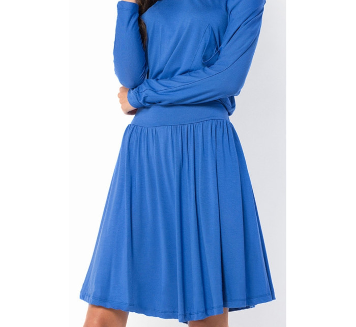Letní šaty dámské ve model 15042425 střihu značkové středně dlouhé modré Modrá - Makadamia