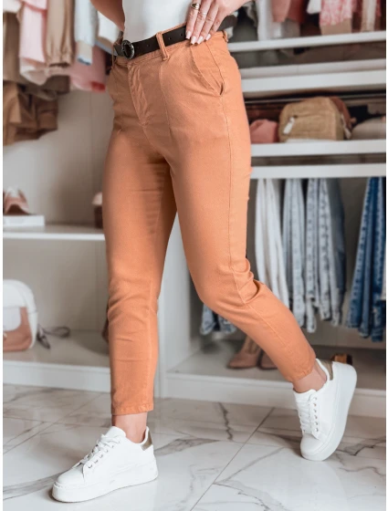 Dámské kalhoty slim fit s páskem TAIRONIK brick FashionStreet UY2543