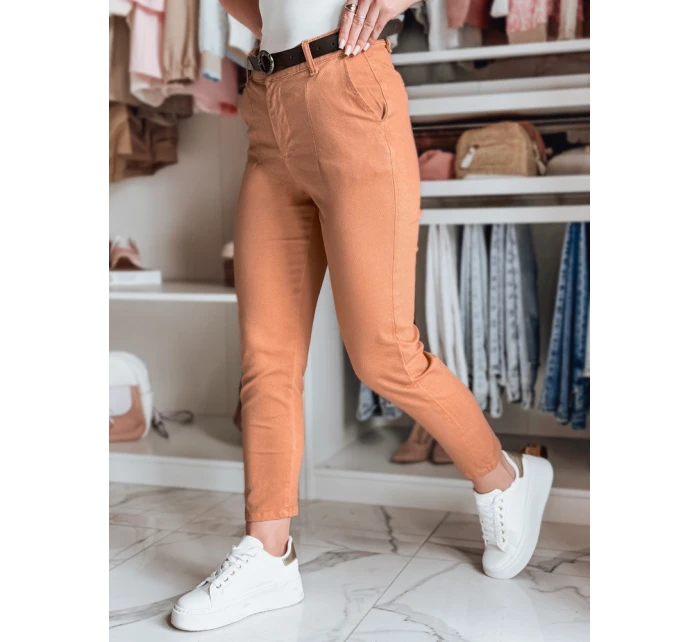 Dámské kalhoty slim fit s páskem TAIRONIK brick FashionStreet UY2543