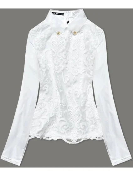 Elegantní halenka v ecru barvě s límečkem model 17833907 - LJR