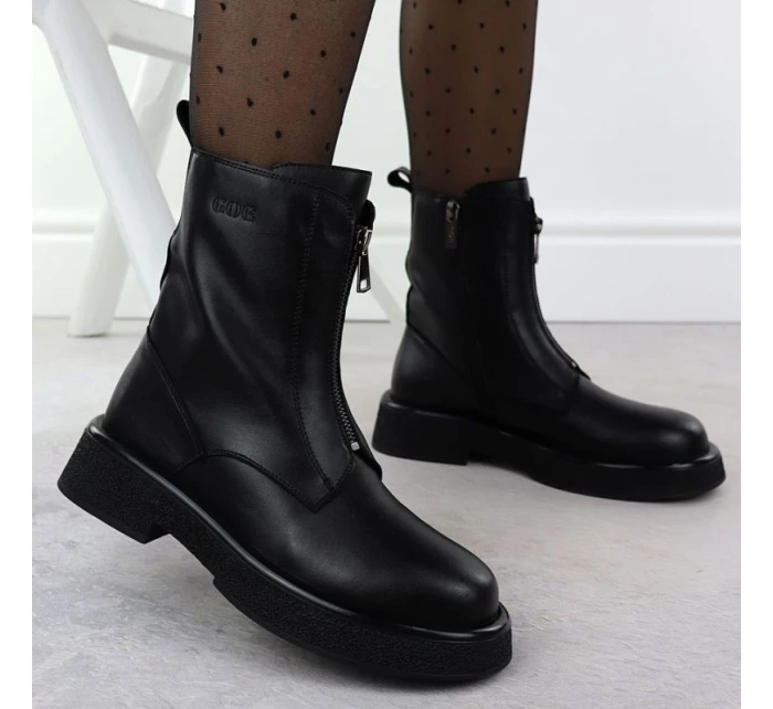 Dámské kožené boty Goe černé SS2N4145 Dámské kožené boty Goe černé SS2N4145
