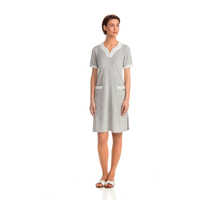 Pohodlné jednobarevné froté šaty model 15202388 - Vamp