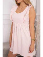 Šaty s volánky na bocích pudrově růžové