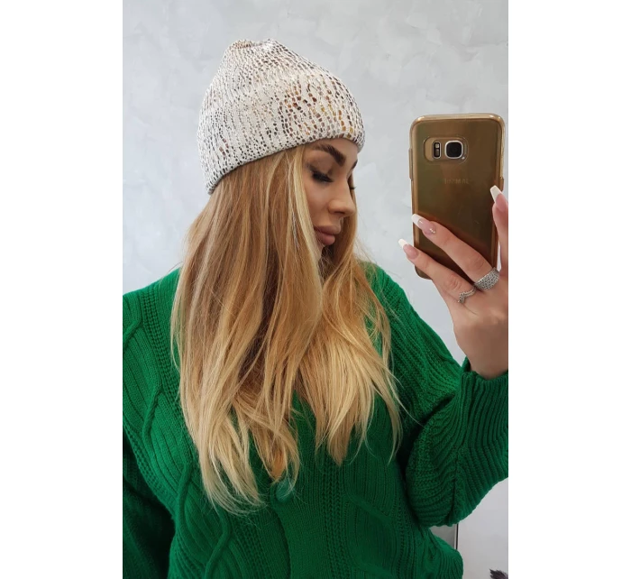 Čepice s mohérem Leopard K233 bílá