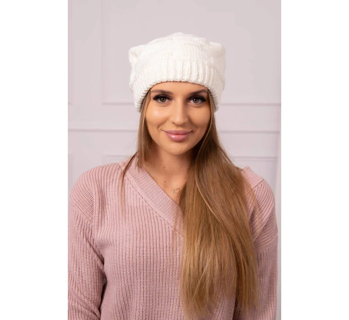 Dámská čepice ecru model 18752365 - K-Fashion Dámská čepice ecru model 18752365 - K-Fashion