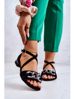 Dámské semišové sandály s řetízkem Laura Messi 2365 Černá