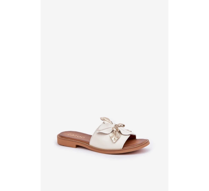 Sandály S Dekorací Přírodní Kůže Zazoo model 21682154 Bílé - Boto