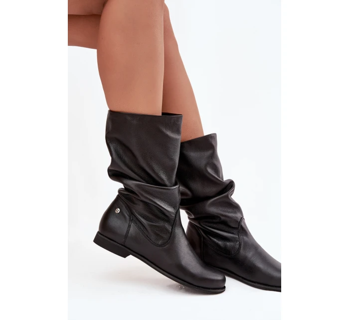 Dámské kožené kozačky model 21725114 černé - Maciejka