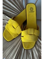 Dámské ploché sandály s pásky Eko Zamszové Žluté model 21937439 - Boto