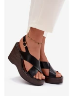 Dámské sandály z eko kůže na platformě Černé model 21937460 - Boto