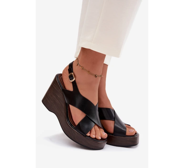 Dámské sandály z eko kůže na platformě Černé model 21937460 - Boto