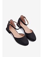 Dětské lesklé sandály na nízkém podpatku Černé Nelly