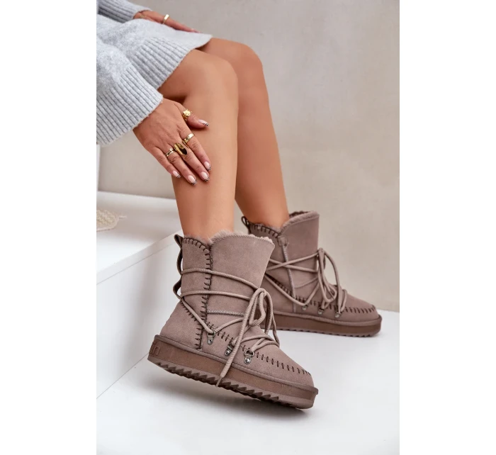 Dámské sněhule z přírodní semiše D.Franklin DFSH375004 Taupe