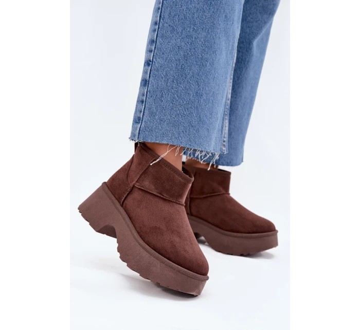 Dámské nízké zateplené sněhule Mavelle s kožíškem – hnědé Dámské nízké zateplené sněhule Mavelle s kožíškem – hnědé