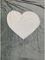Semišová deka se srdíčkem šedá - Noidinotte