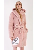 Dámský župan krátký s kapucí Sweet dreams Pudr růžová - Vienetta Dámský župan krátký s kapucí Sweet dreams Pudr růžová - Vienetta