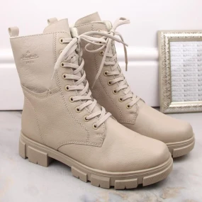 Kožené pohodlné zateplené boty W model 18925313 beige - Rieker