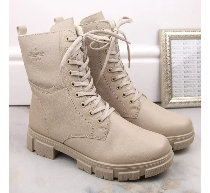 Kožené pohodlné zateplené boty Rieker W RKR613 beige