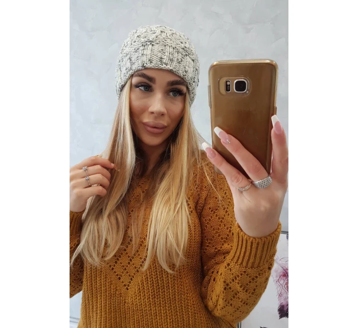 Dámská čepice Eliza K205 ecru+grey Dámská čepice Eliza K205 ecru+grey