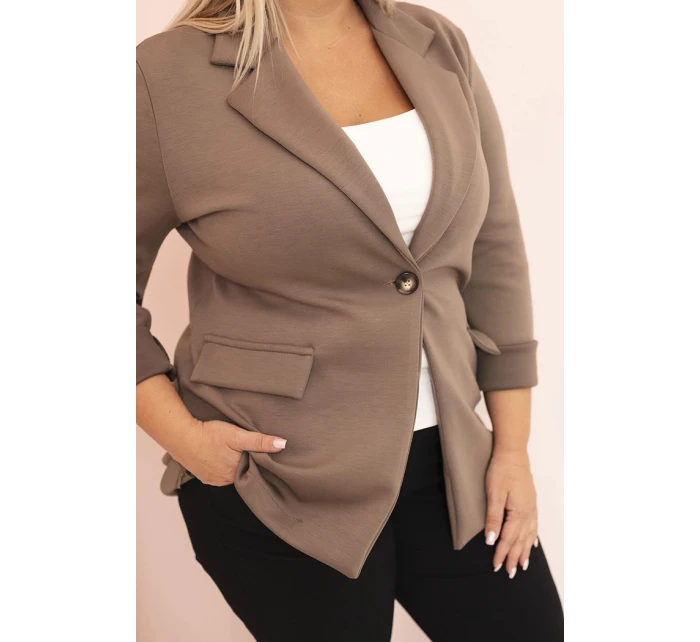 Dámská viskózová blazer Plus Size s dlouhým rukávem a límcem fango