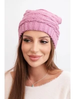 Dámská zimní čepice s klasickým žebrovaným vzorem K439 světle fialová