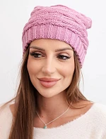 Dámská zimní čepice s klasickým žebrovaným vzorem K439 světle fialová