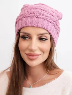 Dámská zimní čepice s klasickým žebrovaným vzorem K439 světle fialová