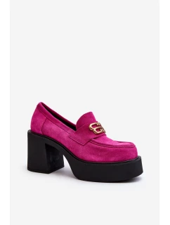 Zazoo 20170 Dámské Semišové Polobotky Na Podpatku Fuksie