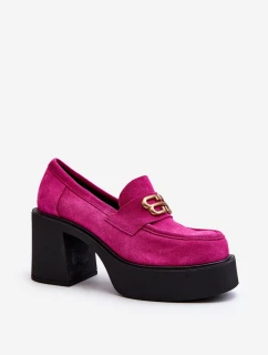 Zazoo 20170 Dámské Semišové Polobotky Na Podpatku Fuksie