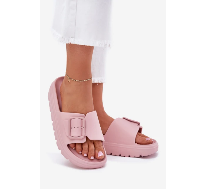 Dámské Pěnové Sandały Na Platformě S Přezkou Růžové Viasara Dámské Pěnové Sandały Na Platformě S Přezkou Růžové Viasara