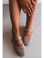 Baleríny s páskem a zlatým sponou Béžové model 22091952 - Boto