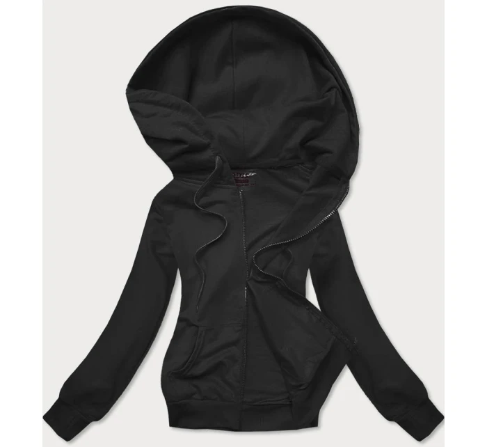 Černá tenká dámská rozepínací mikina s kapucí (W08-3)