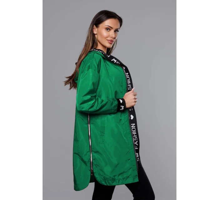 Tenká zelená dámská bunda s ozdobnou lemovkou (B8145-10)