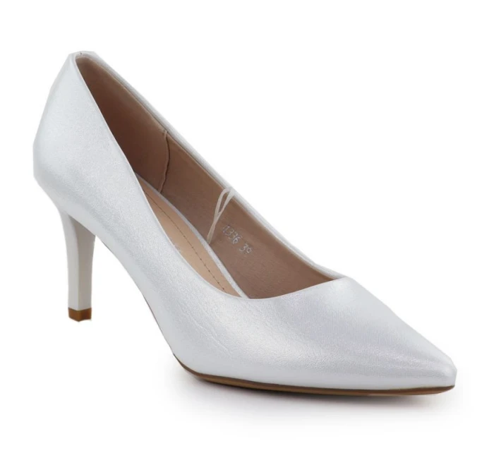 Dámské saténové stříbrné lodičky Sergio Leone 1336