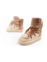 D.Franklin sněhule dámské zimní módní kožešinové zateplené hnědé béžové vysoké dámské