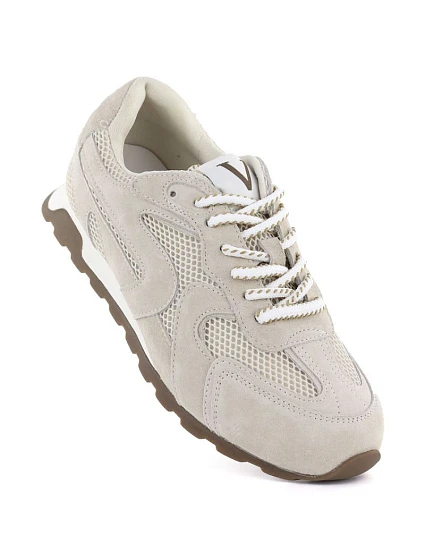 Dámské semišové kožené polobotky béžové model 22068880 - VINCEZA