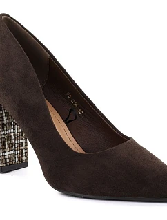 Čokoládové semišové lodičky na jehlovém podpatku Sergio model 22078955 - LEONE