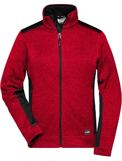 Daiber JN 861 Dámská pracovní pletená fleece bunda - Strong 02.0861 red melange/black